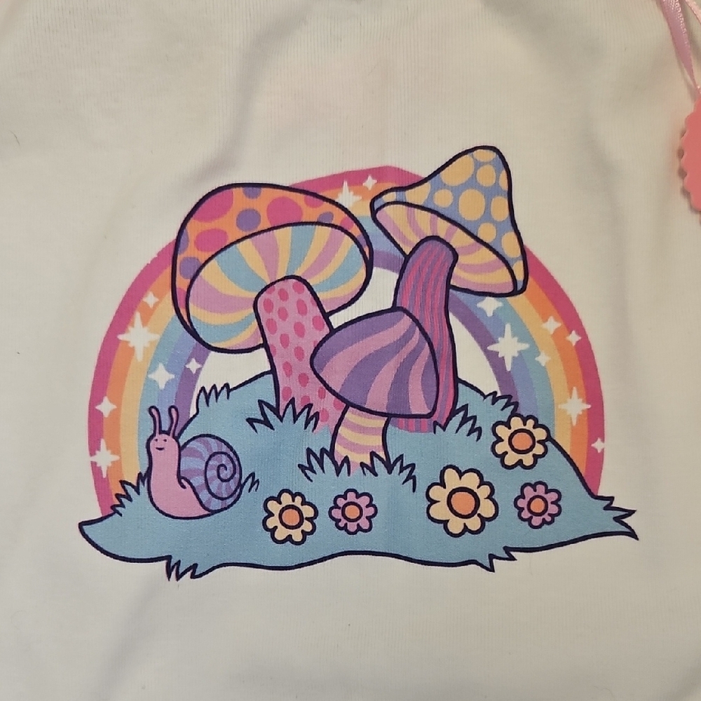 Sugar Thrillz XXL NWT White Tank with MUSHROOMSAND  Pink Accents - Picture 2 of 4